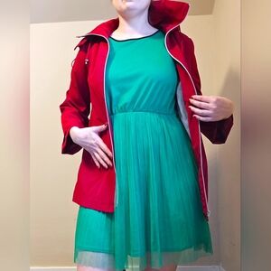 Holiday, Suzy Shier, Green with black trim, Festive, Sleeveless dress. Size  LG